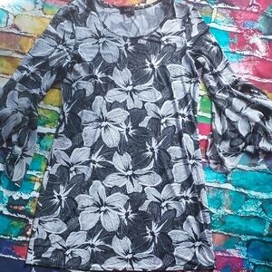 Luxe Black and White Floral Blouse